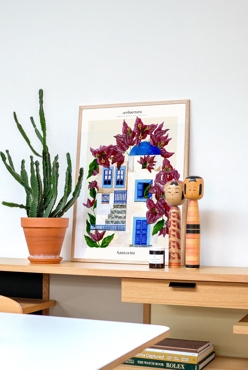 Druck - Flower Houses - Santorini