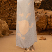 Strandtuch aus Leinen HIETSU - cinnamon-blue