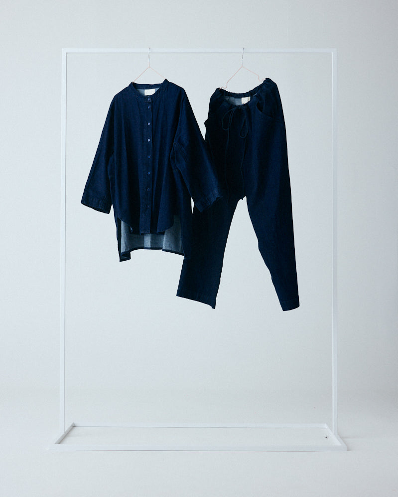 Bluse Seoul - Dark Blue Denim / Dunkles Jeansblau