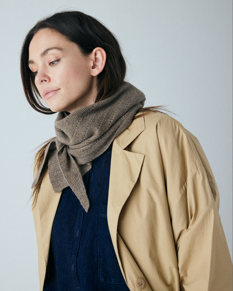 Cashmere Schal Doha - Undyed / Khaki (Large)