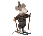 Wintermaus mit Skiset, Großer Bruder - grau