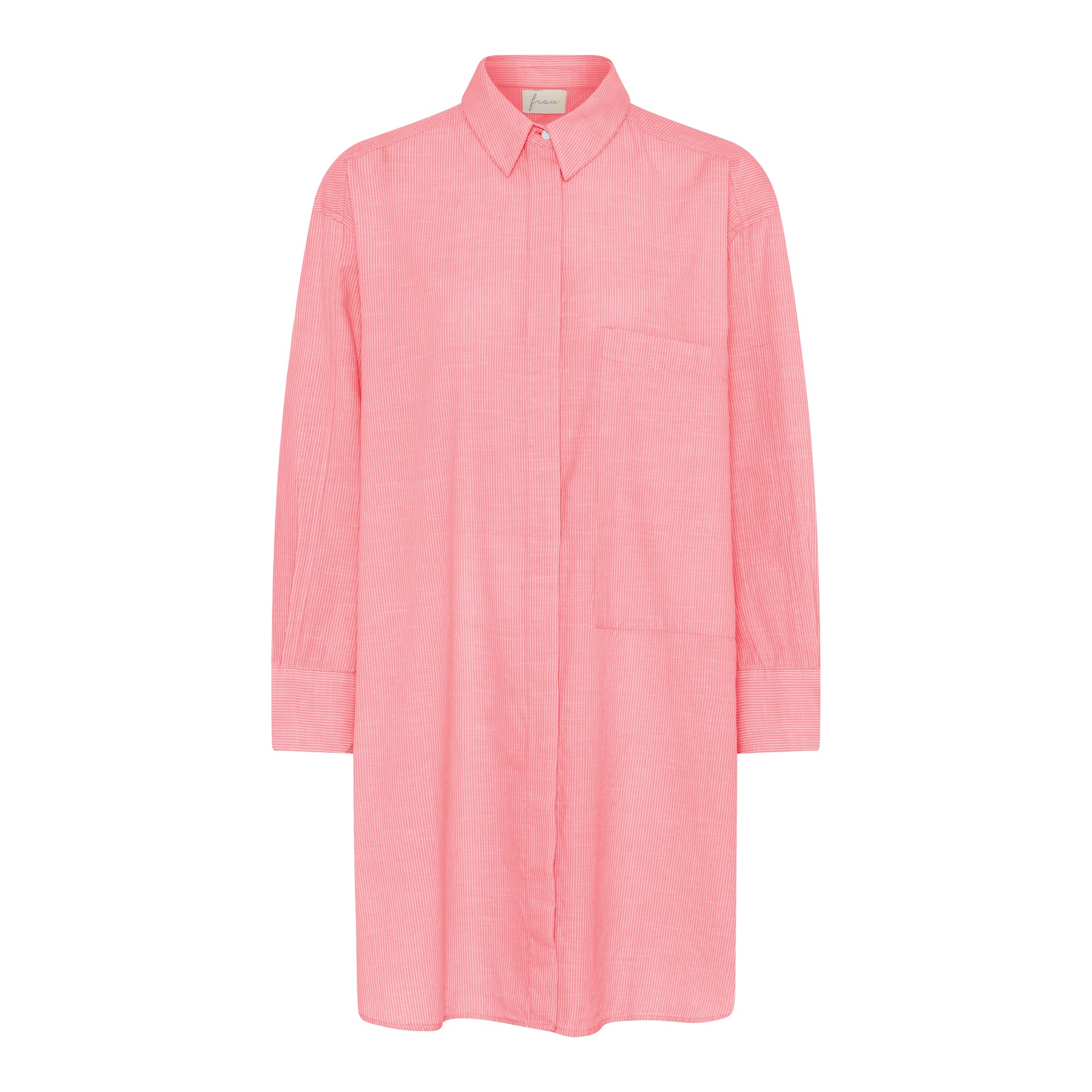 Lange Bluse Lyon - Hot Coral Stripe / Koralle Gestreift