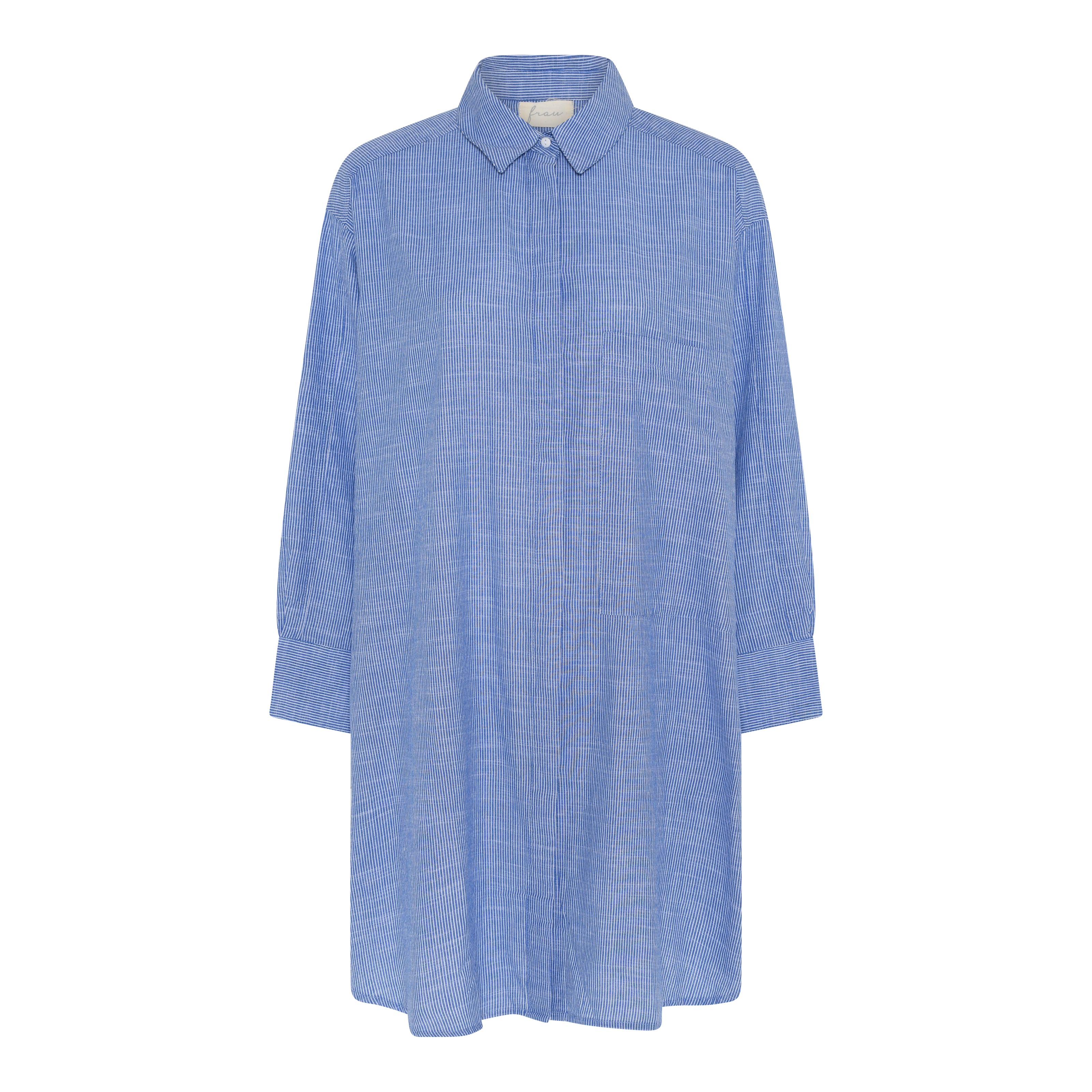 Lange Bluse Lyon - Medium Blue Stripe / Blau Gestreift