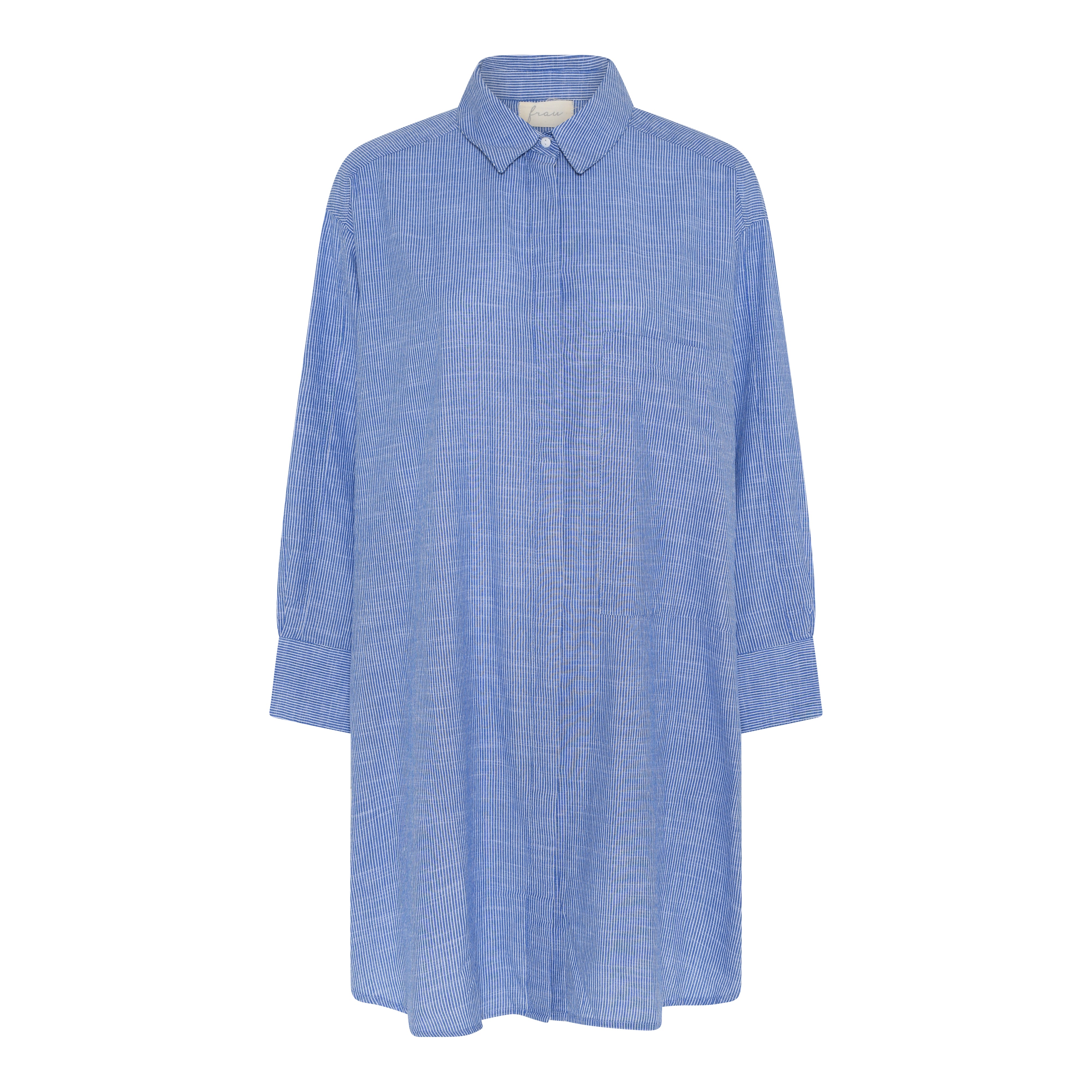 Lange Bluse Lyon - Medium Blue Stripe / Blau Gestreift