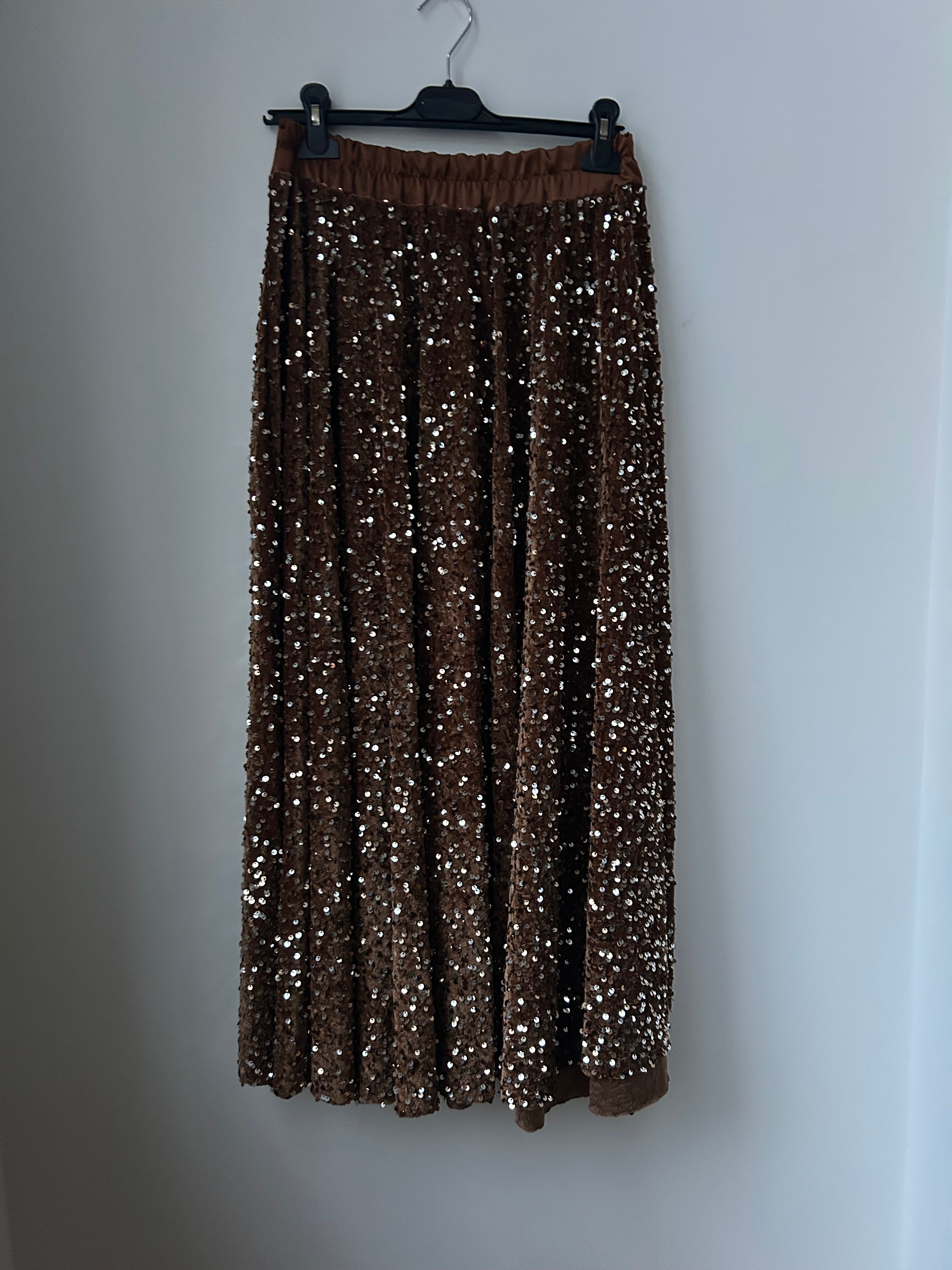 Paillettenrock braun