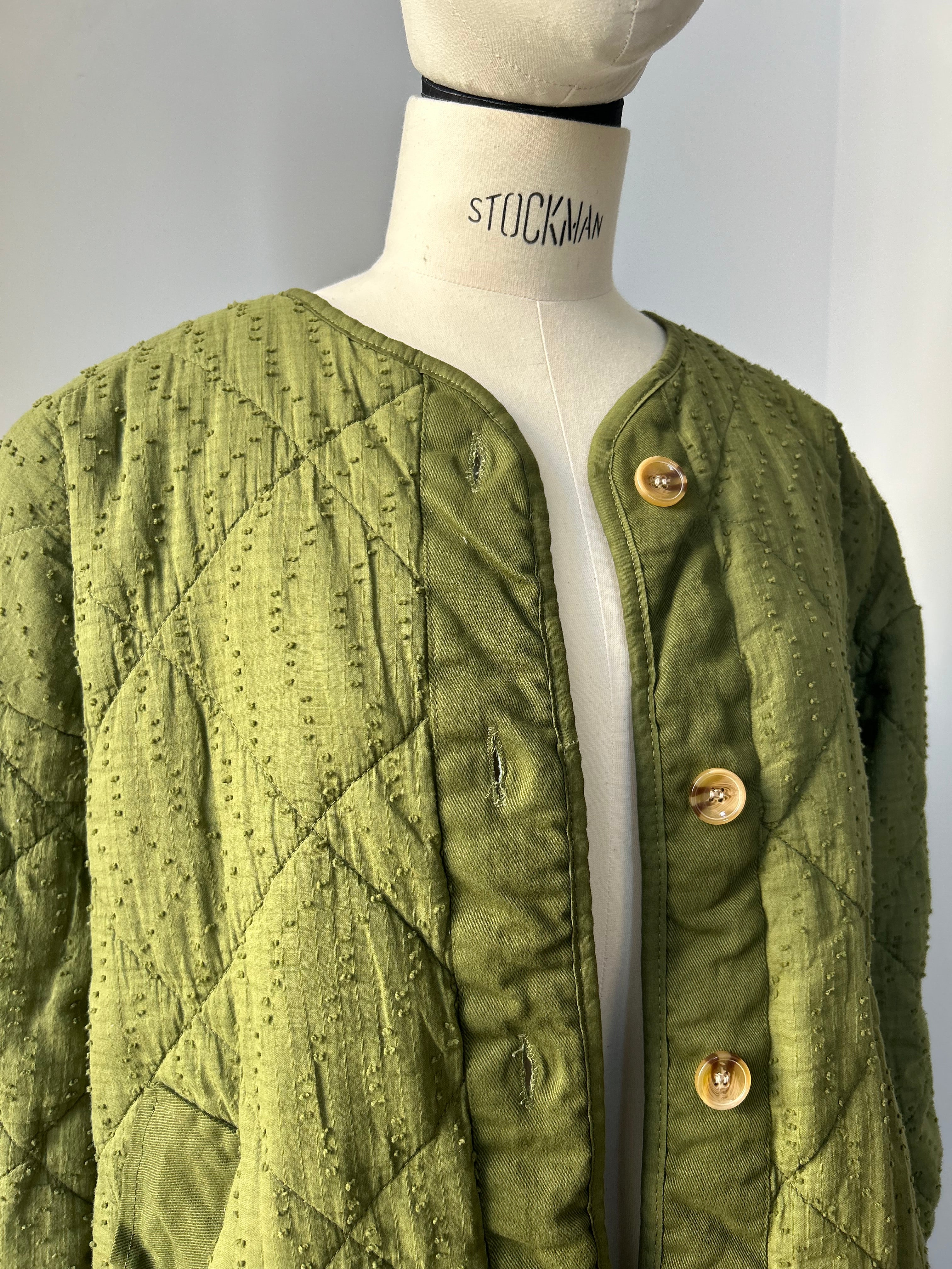 Gesteppte Jacke mit Struktur - grün