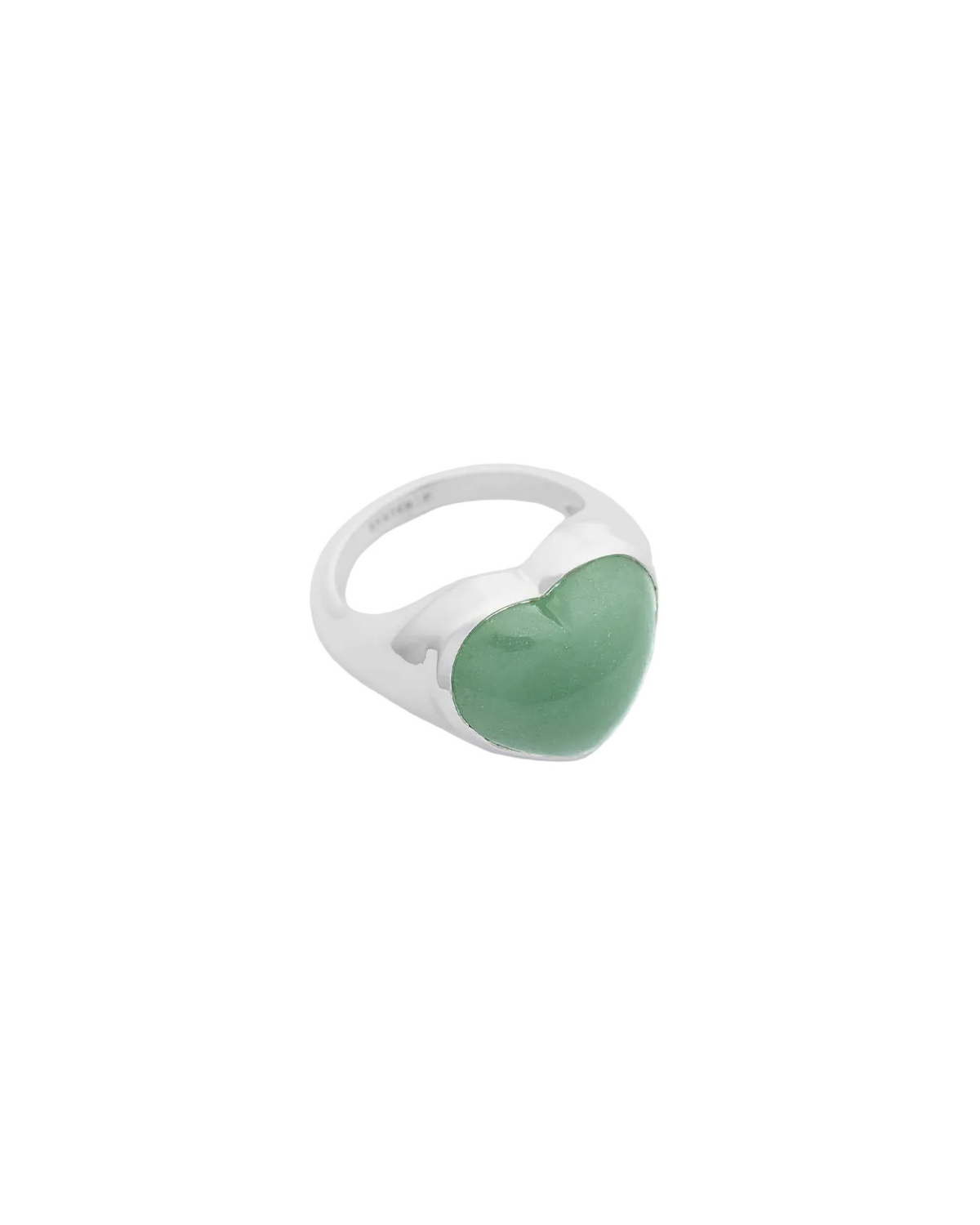 Ring La La Love Big Heart mit Green Jade - silber