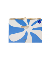 18-Monats-Familienplaner 2026–2027 – Blumenmuster Blau