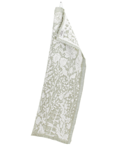 Leinen-Handtuch VILLIYRTIT - White-Olive (48 x 70 cm)