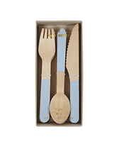 Holzbesteck-Set aus Birkenholz - Blau (24-teilig)