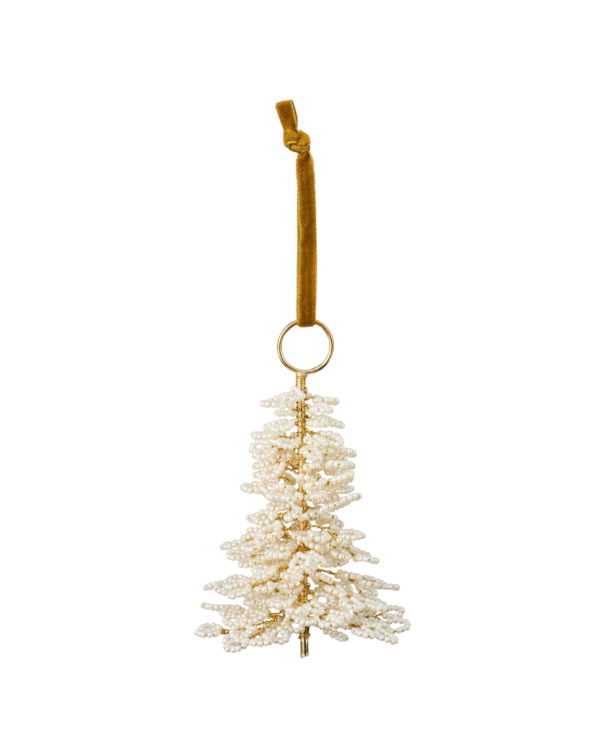 Ornament Tannenbaum mit Perlen - Weiß
