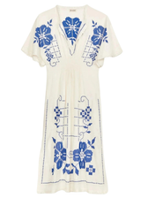 Kleid Laney mit Stickerei - Blau