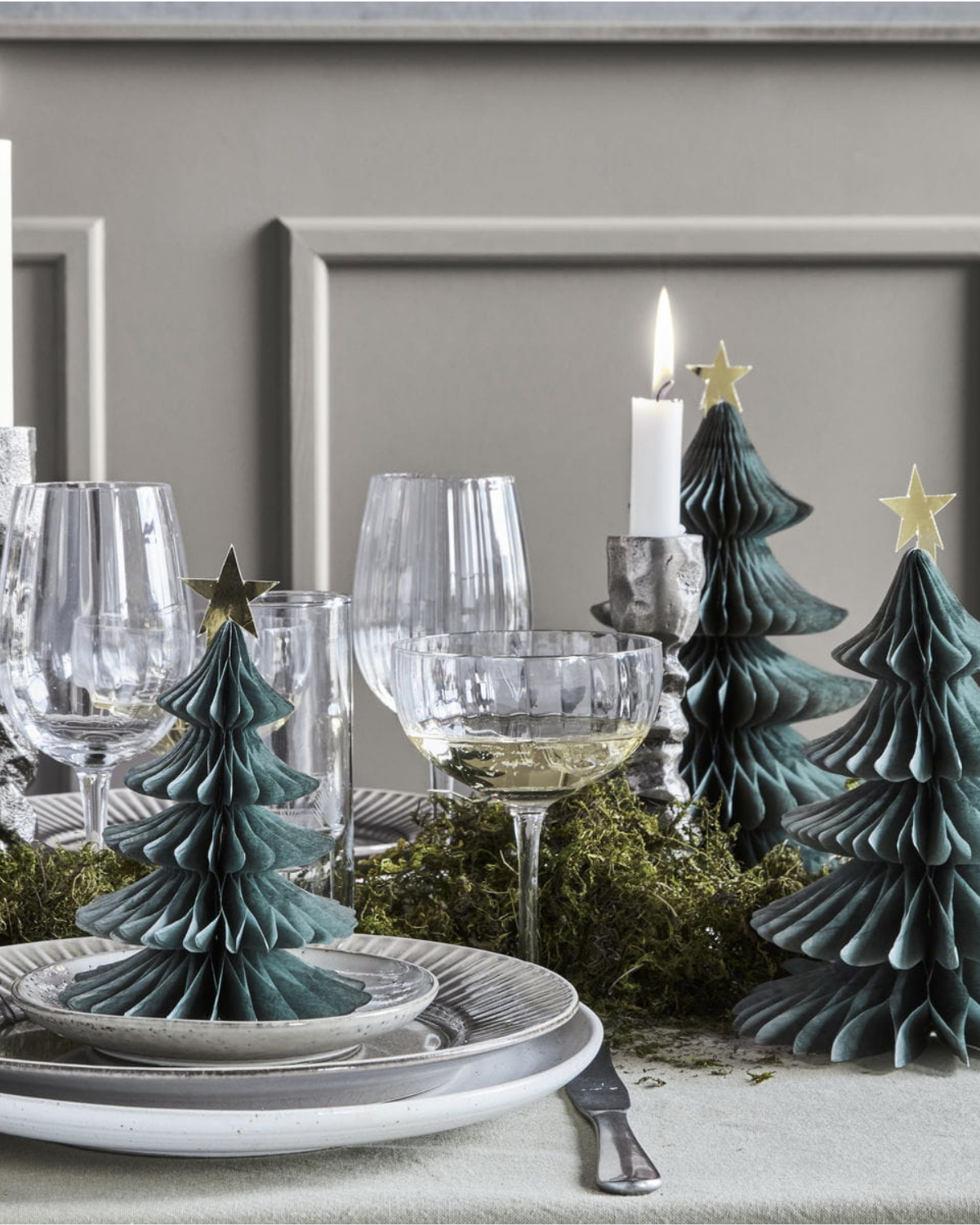 Weihnachtsbaum aus Papier grün - 3er Set
