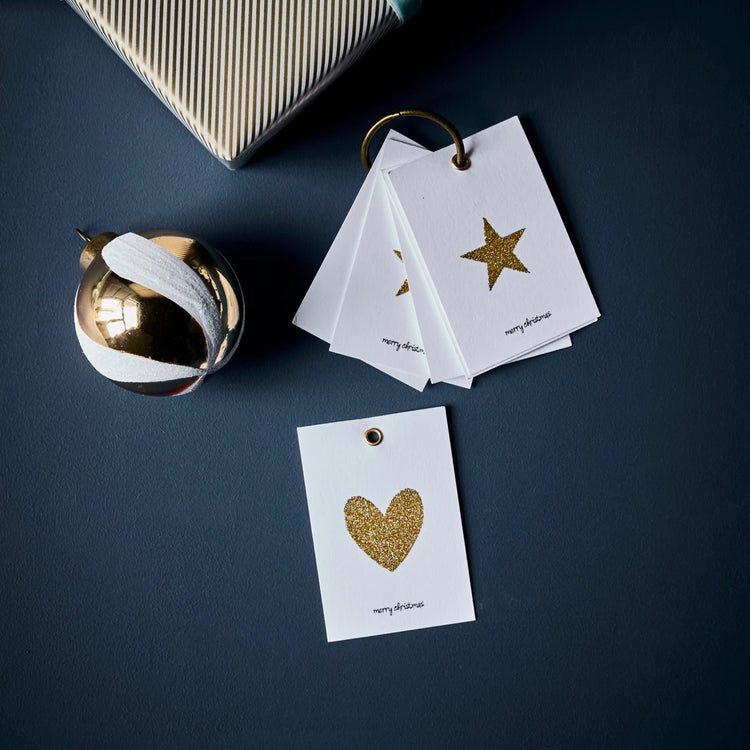Geschenkanhänger Glitr - 12er Set weiß