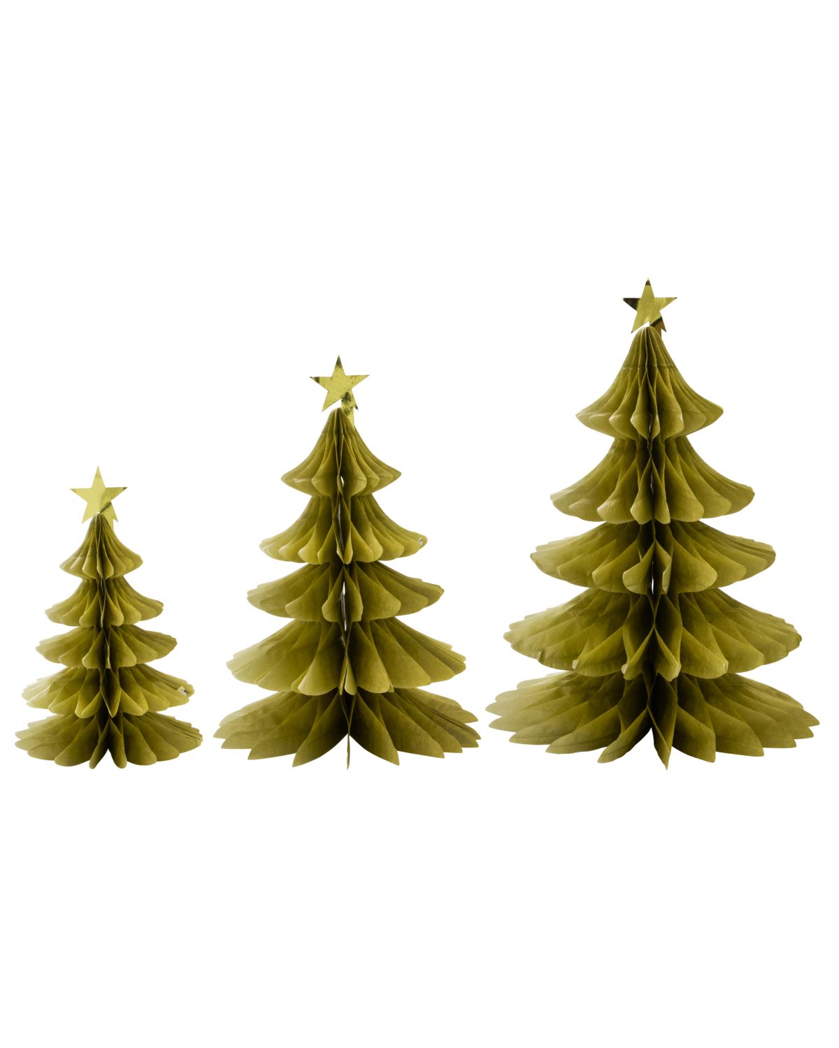 Weihnachtsbaum aus Papier gold - 3er Set