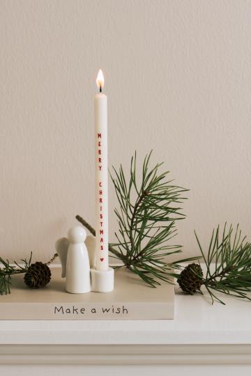 Dünne hohe Kerze Merry Christmas