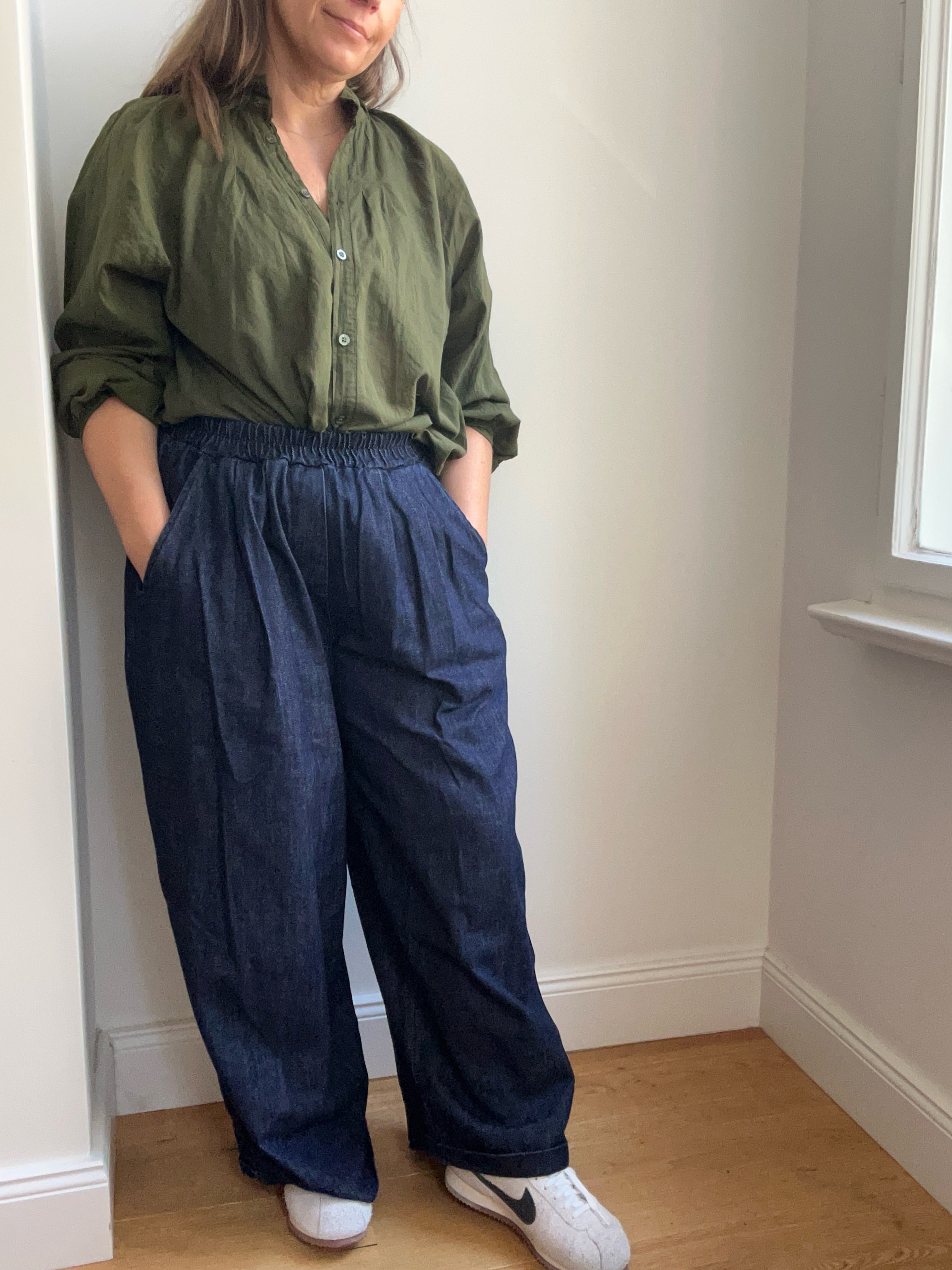 Warme Culotte Palazzo-Hose - Dark Denim