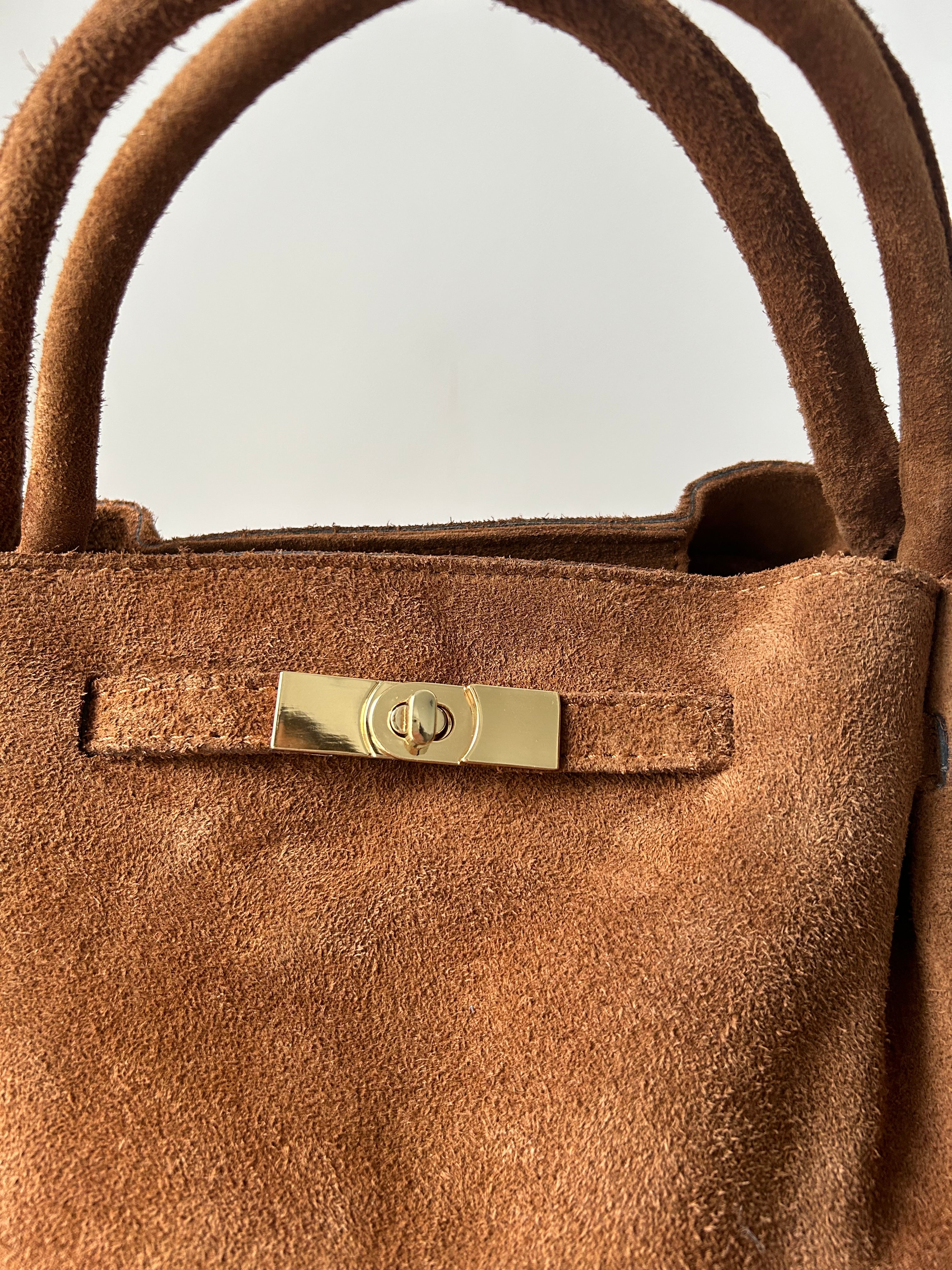 große Handtasche aus Wildleder - camel