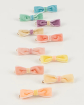 Mini-Haarspangen Samtschleifen Pastell – 10 Stück