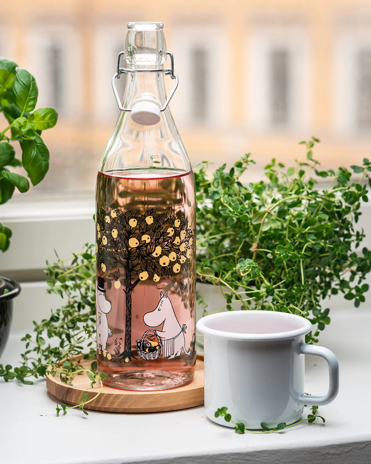 Mumin Glasflasche mit Bügelverschluss - Omenat 1 Liter