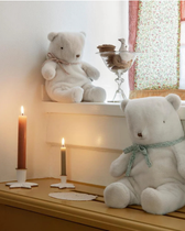 Teddybär Small - Off-White mit Schleife