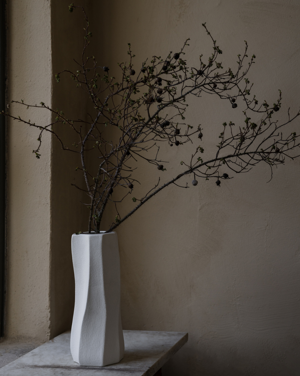 Steingut Vase - Naturweiß (31 cm)