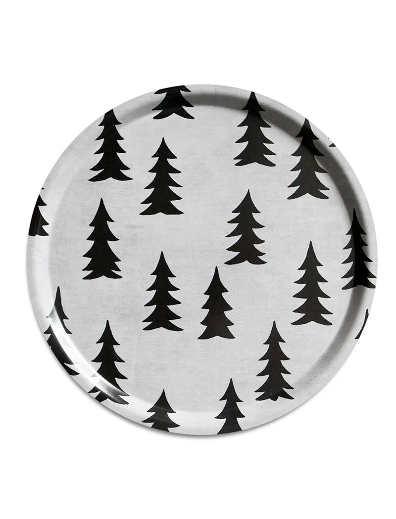 Tablett Gran - Ø 38 cm - schwarz/weiss