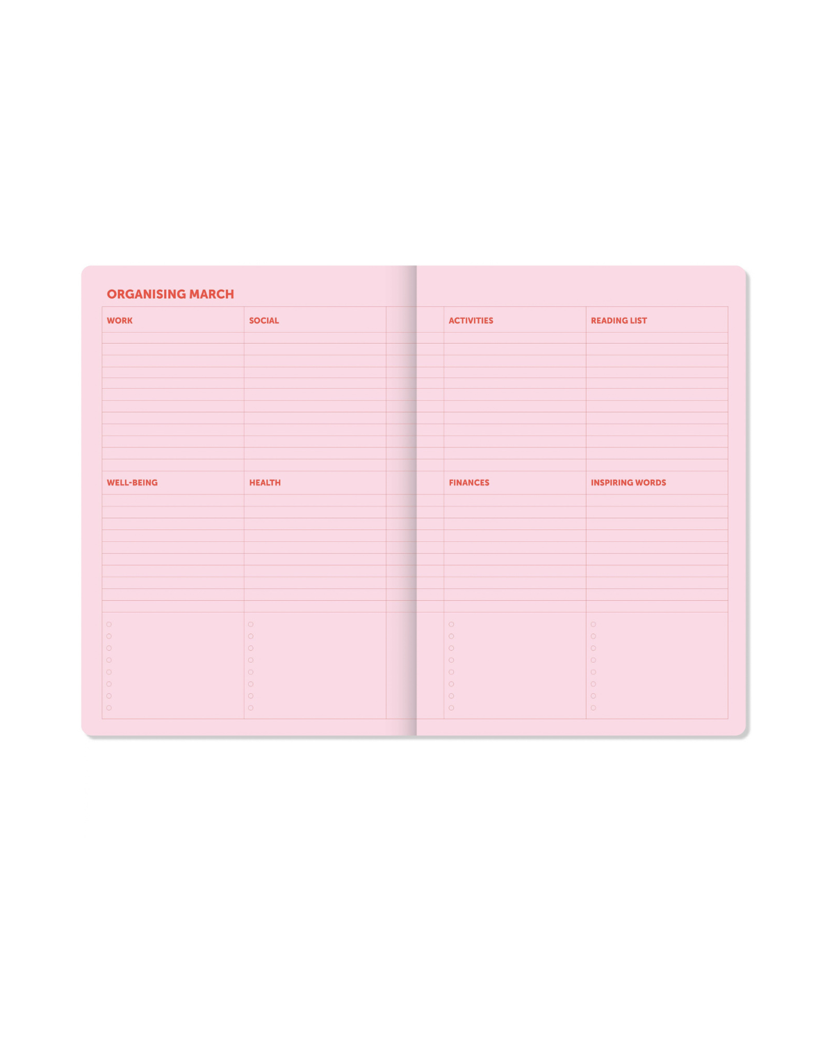Spiral-Journal 2027 – Kariert Pink/Rot
