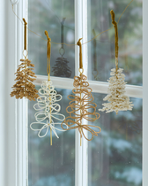 Ornament Tannenbaum mit Perlen - Weiß