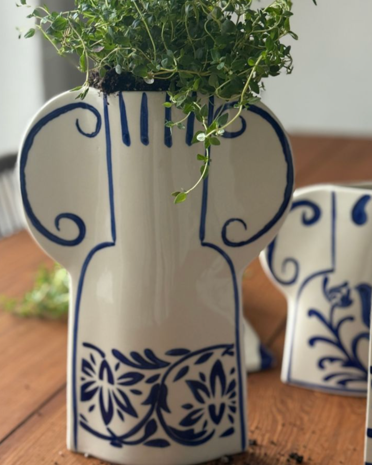 Vase Azure Fleur - Blau/Weiß