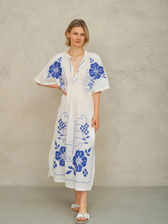 Kleid Laney mit Stickerei - Blau