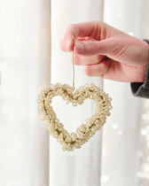 Ornament Herz mit Perlen - Weiß