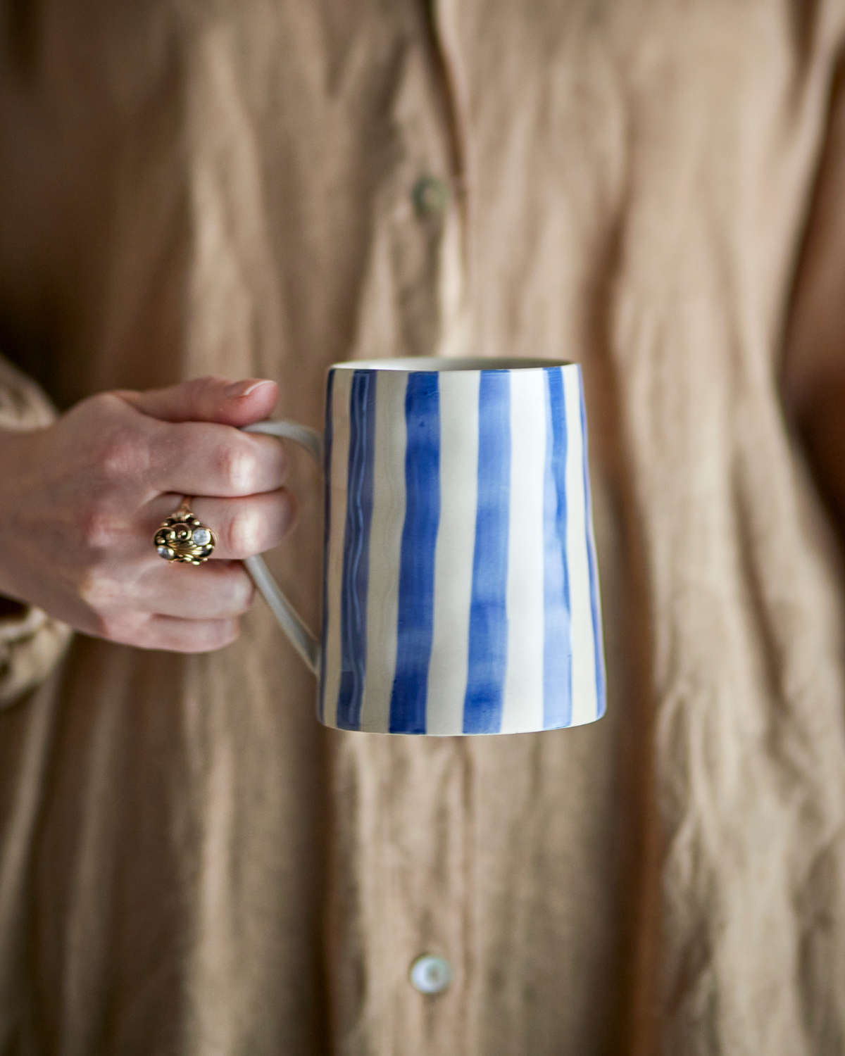 Tasse Begonia – Hellblau Gestreift