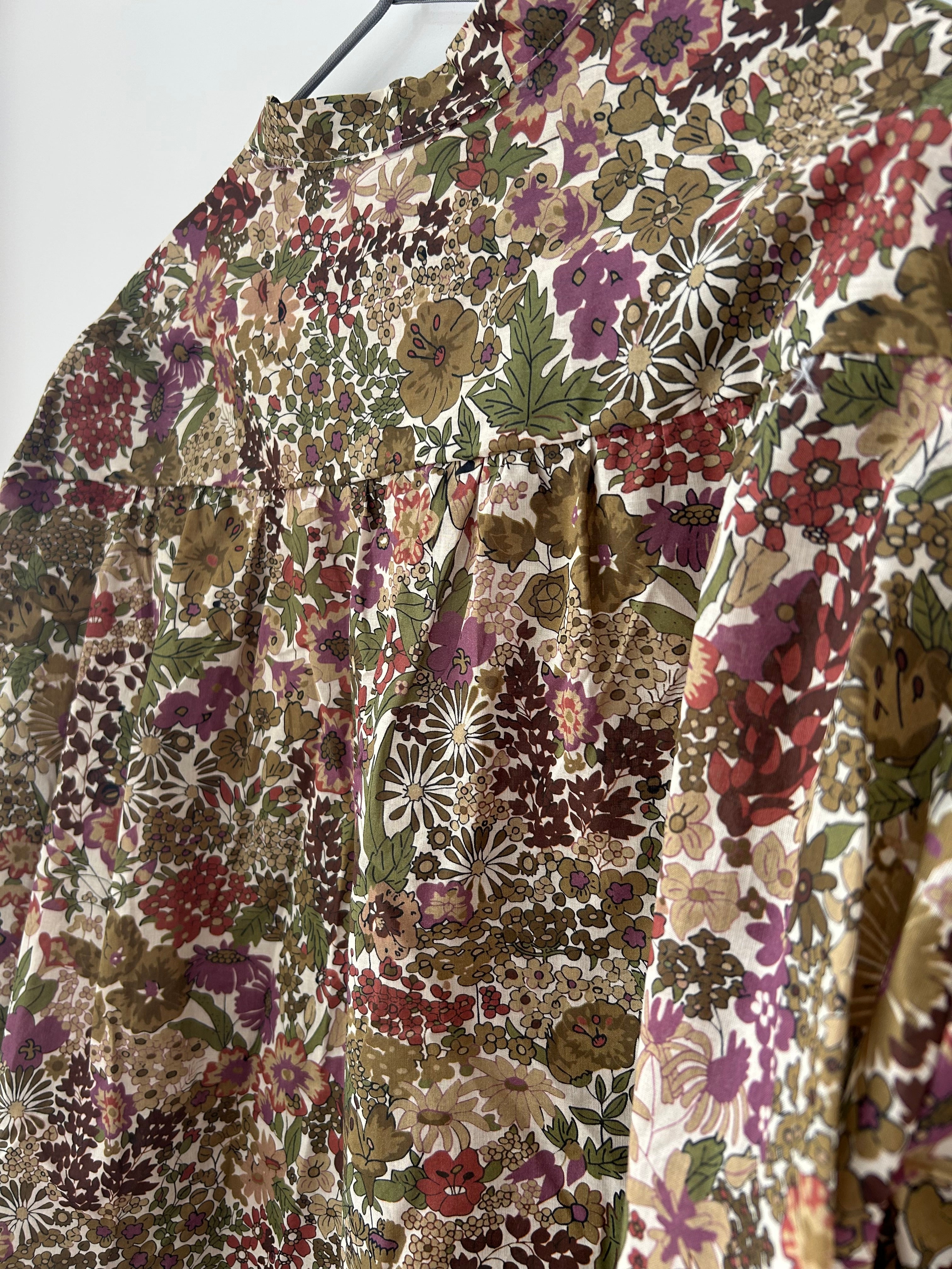 Langarmbluse mit Blumenmuster - rosa