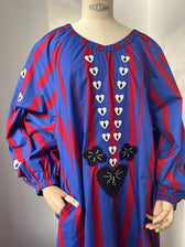 Kleid mit Streifen - rot & blau