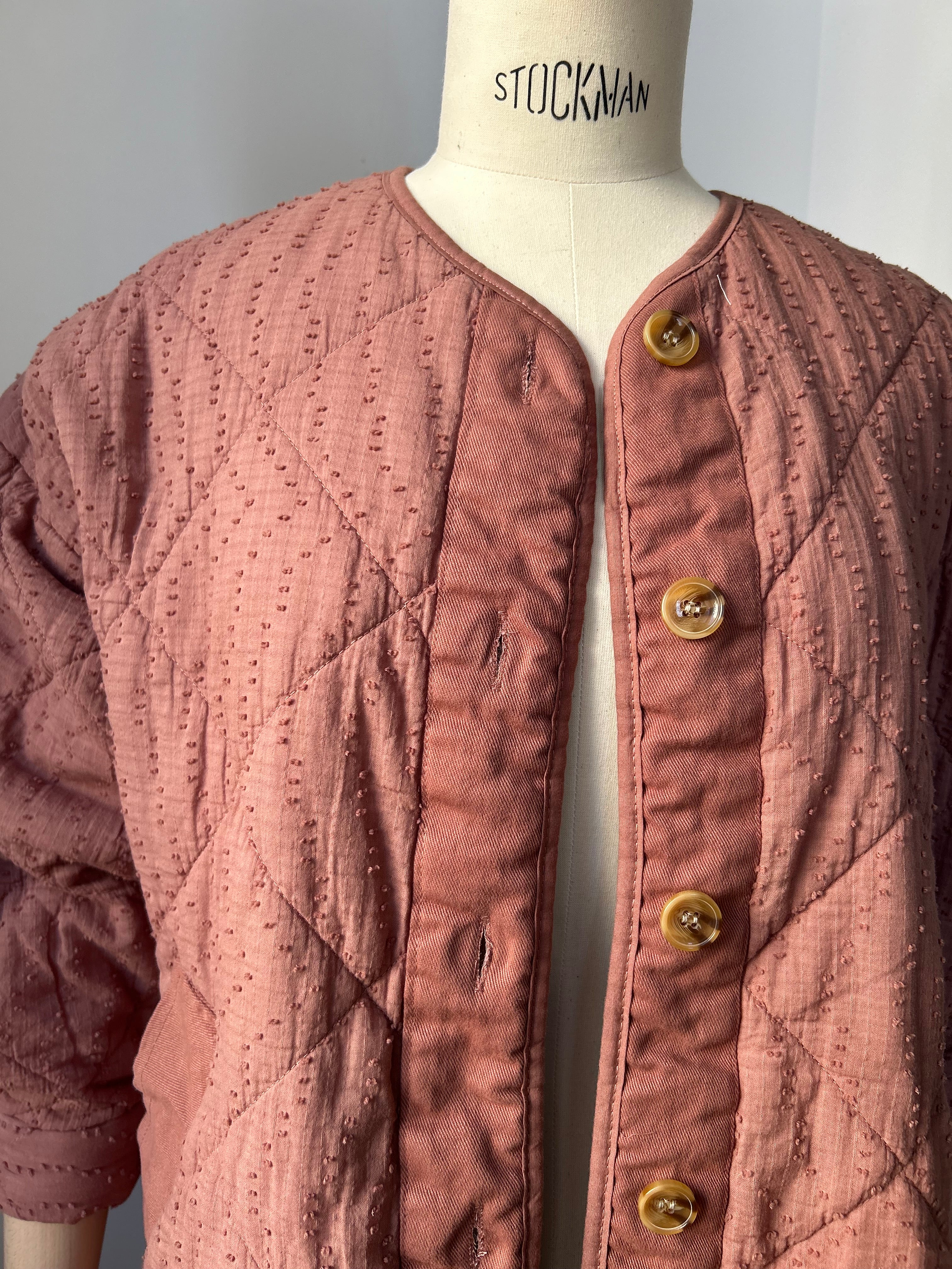 Gesteppte Jacke mit Struktur - altrosa