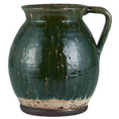 Vase mit Henkel - rustikal grün