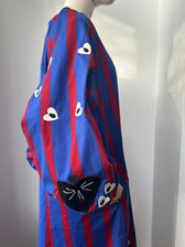 Kleid mit Streifen - rot & blau