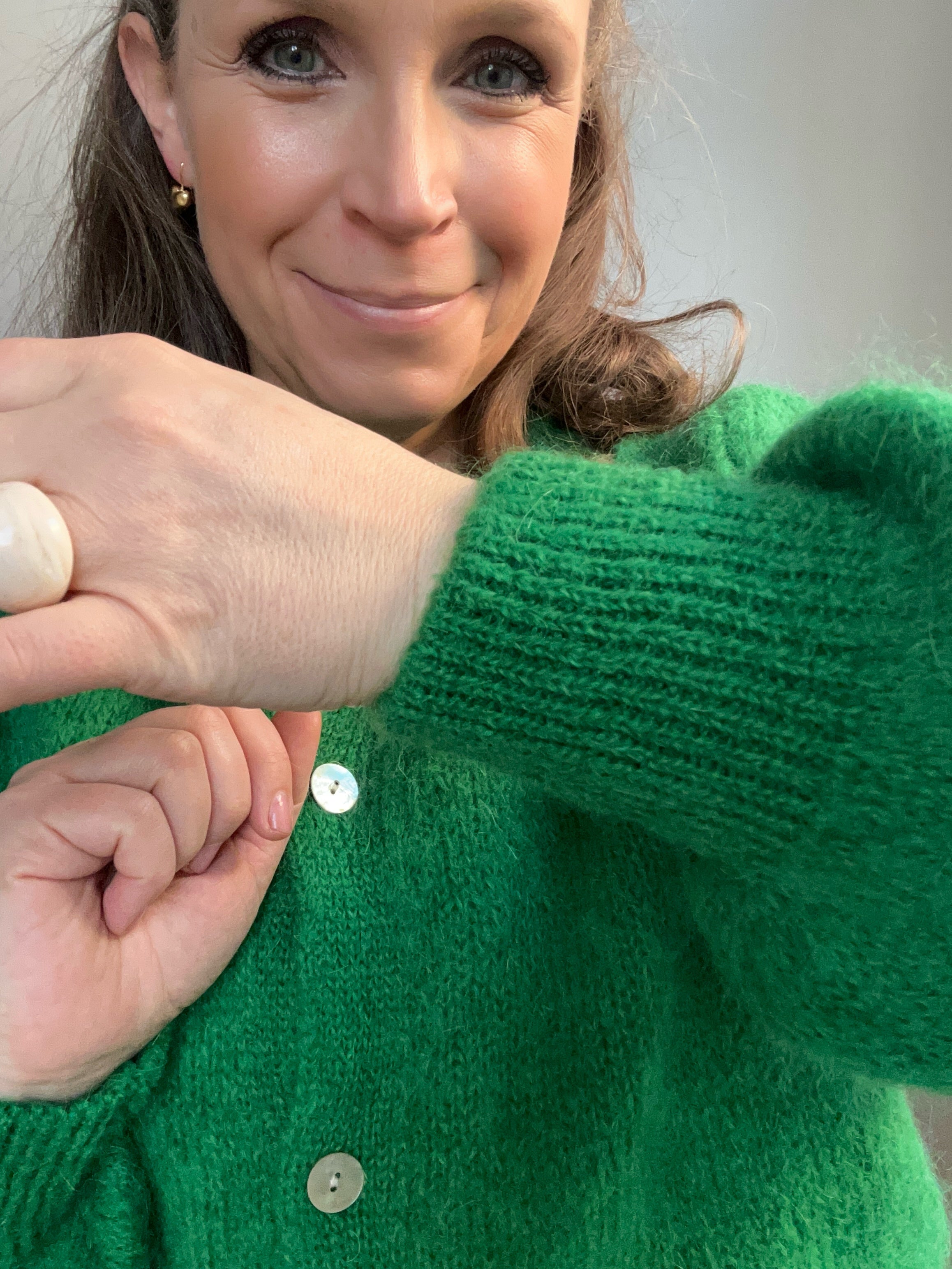 Strickjacke Cardigan - Knallgrün