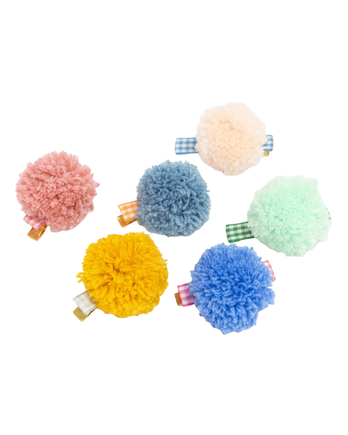 Haarspangen - Gingham & Big Pompom 6 Stk.