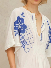 Kleid Laney mit Stickerei - Blau