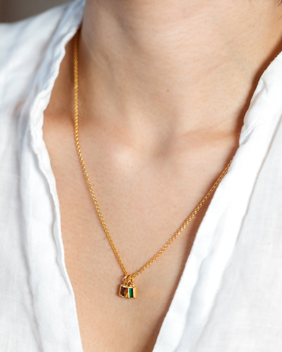 Anhänger Beloved Squared mit grünem Onyx - gold
