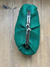 Große Clutch im Raffia-Stil - silver / grün