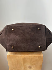 große Handtasche aus Wildleder - dunkelbraun
