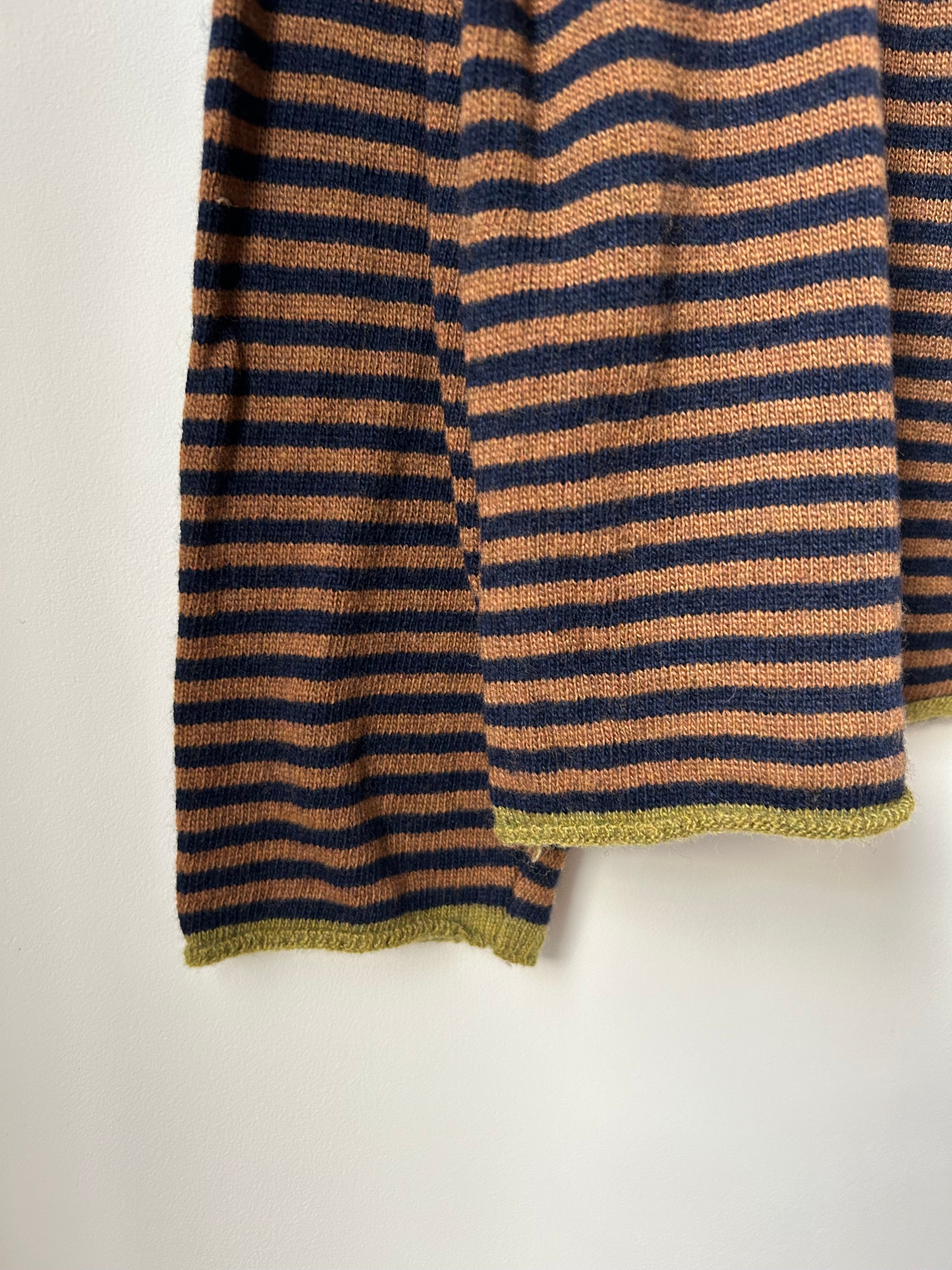 Ringelpullover mit Kaschmir - braun/dunkelblau