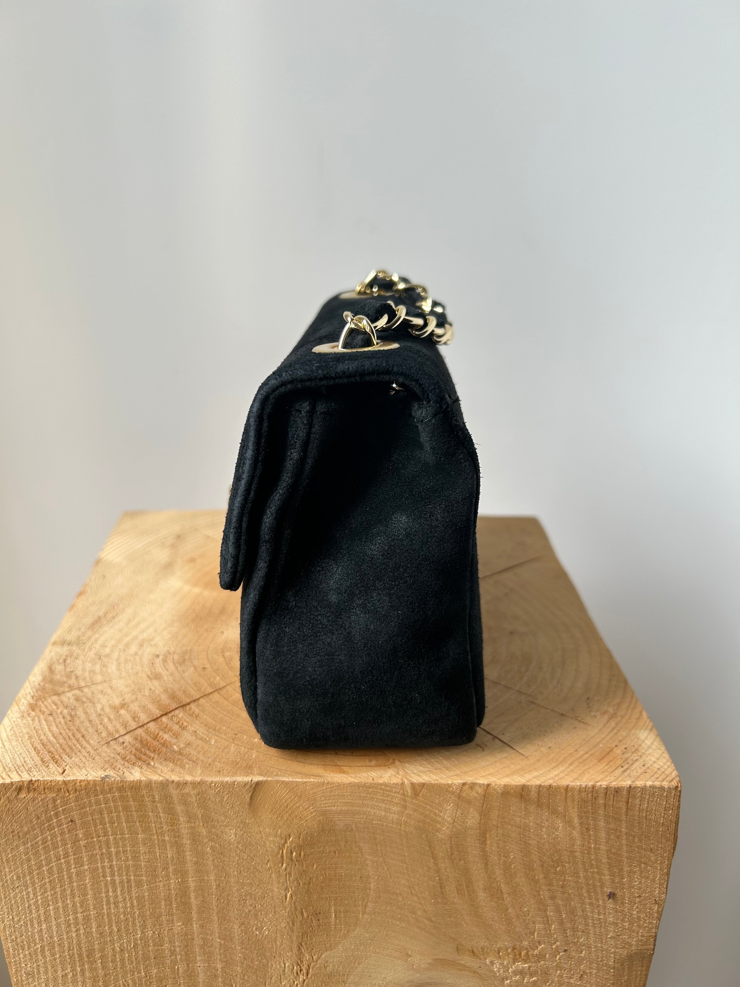 kleine Handtasche aus Wildleder - schwarz