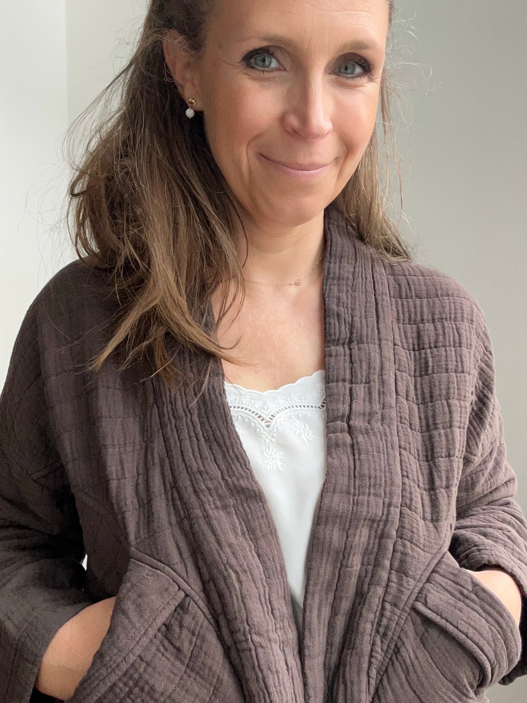 Kimono-Jacke - dunkelbraun