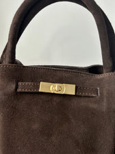 große Handtasche aus Wildleder - dunkelbraun