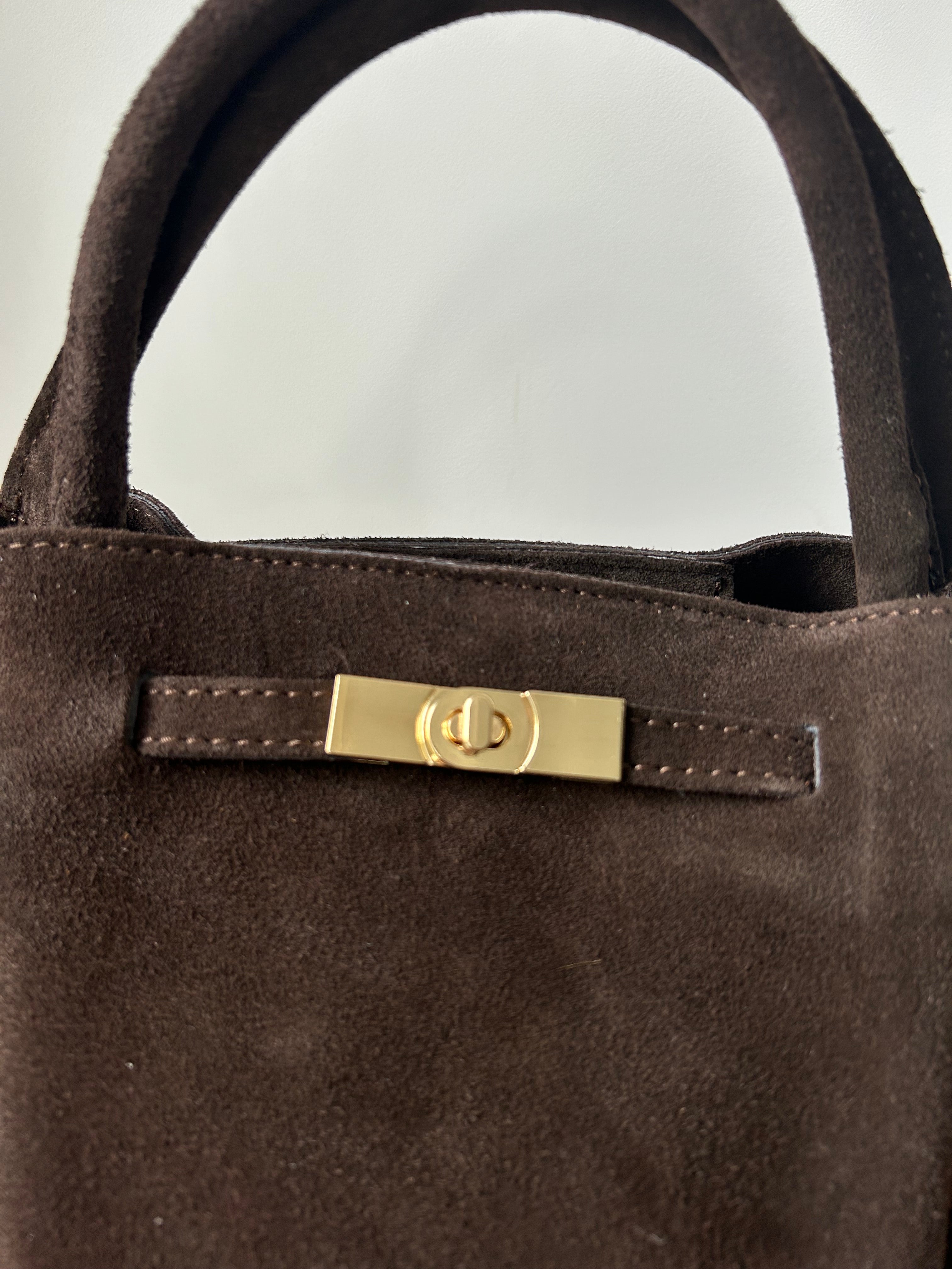 große Handtasche aus Wildleder - schokoladenbraun