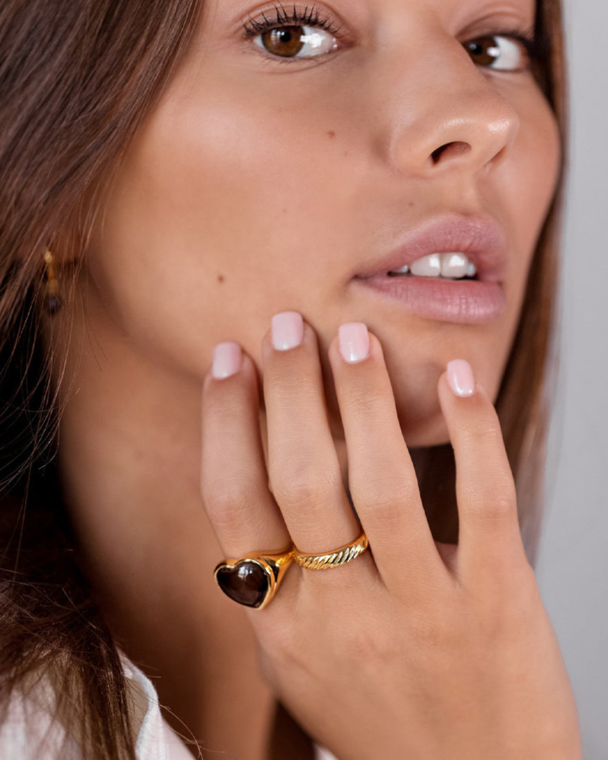 Ring La La Love Big Heart mit Rauchquarz - gold